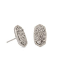 Ellie Stud Earrings Rhodium Platinum Drusy