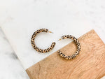 Wood Leopard Hoop Earrings