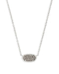 Elisa Short Pendant Necklace Rhodium Platinum Drusy