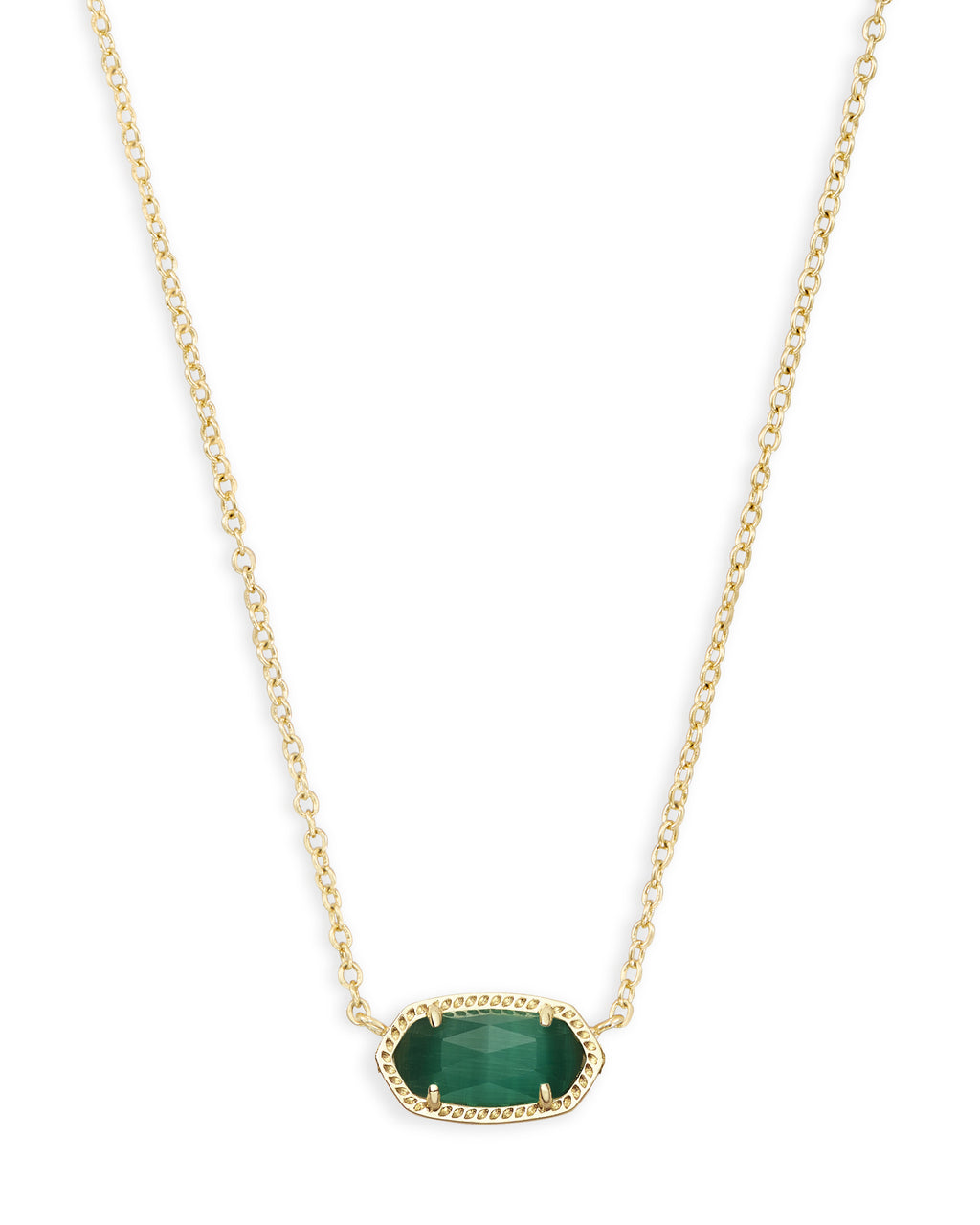 Elisa Short Pendant Necklace Gold Emerald Cats Eye
