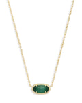 Elisa Short Pendant Necklace Gold Emerald Cats Eye