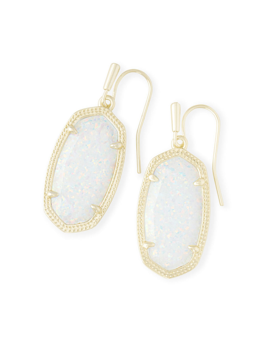 Dani Drop Earrings Gold White Opal