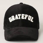 GRATEFUL 3D Embroidered Corduroy Baseball Cap