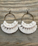 Large Round Fringe Earrings - Natural & Bronze