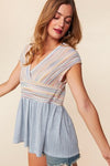 Striped V-Neck Babydoll Top