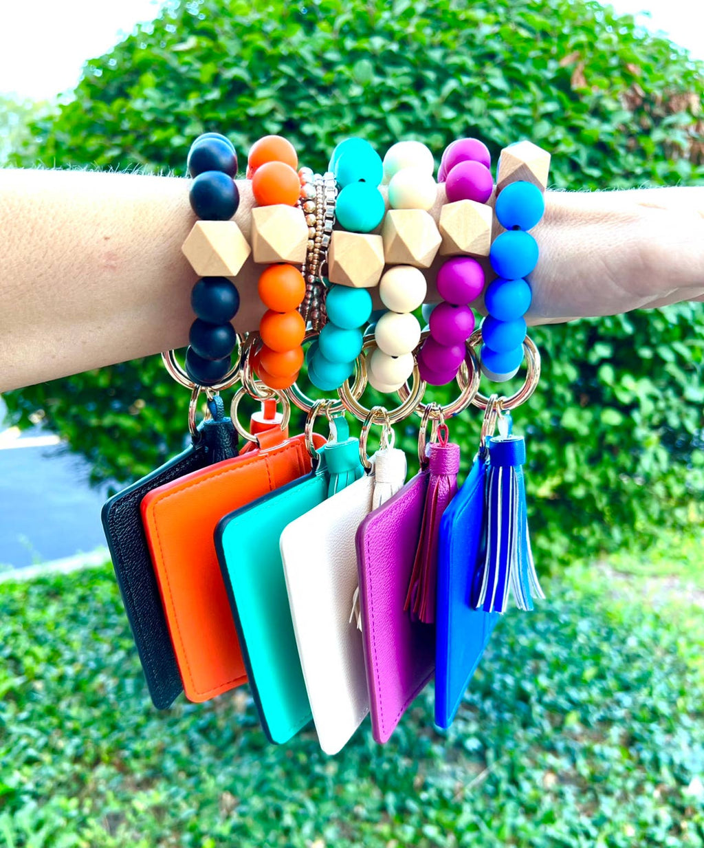 Wallet Wristlet Silicone Bead Tassel Keychains