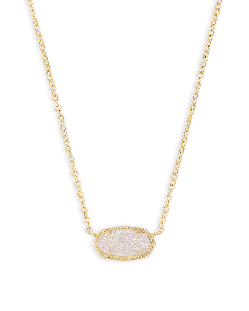 Elisa Short Pendant Necklace Gold Iridescent Drusy