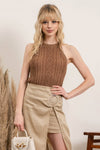 Melanie Almond Cable Knit Top