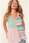 Multi Colored Striped V-Neck Tank