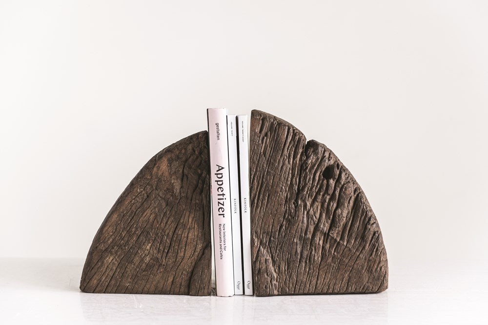 Wood Wheel Cog Bookends (set of 2)