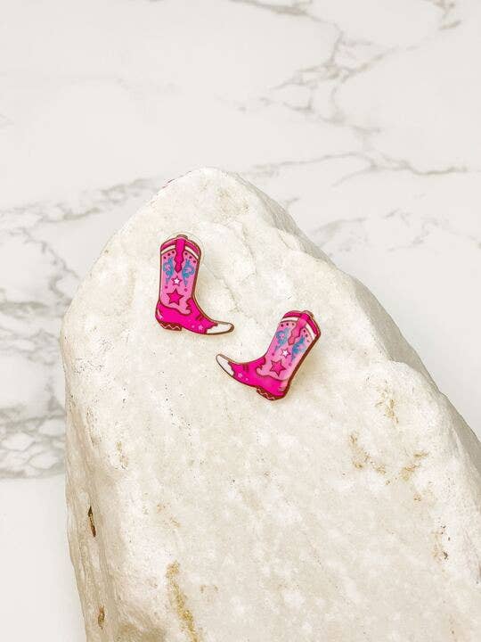 Cowboy Boot Acrylic Stud Earrings