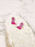 Cowboy Boot Acrylic Stud Earrings