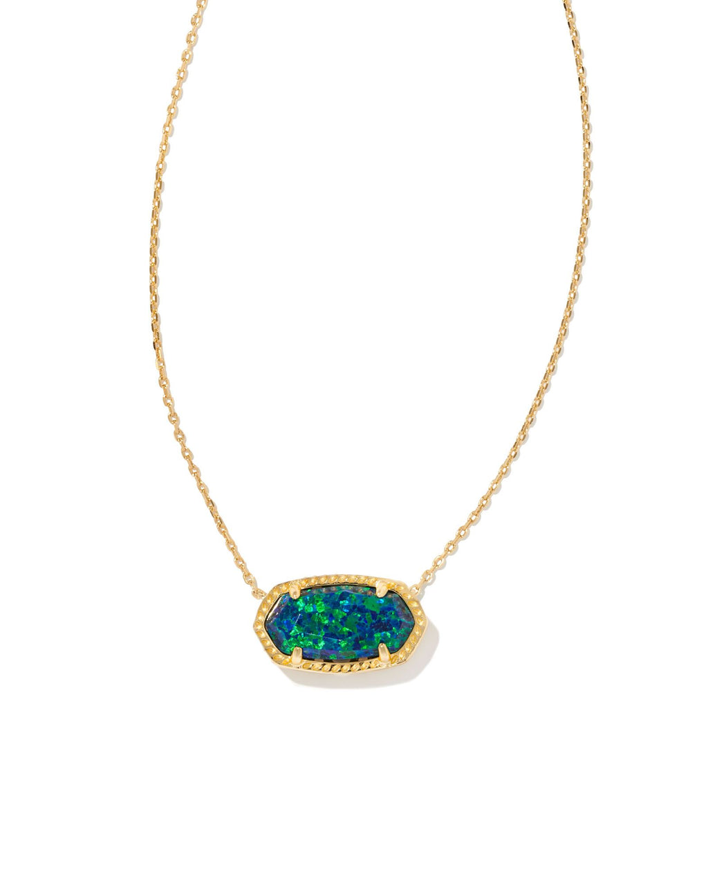 Elisa Short Pendant Necklace Gold Night Opal