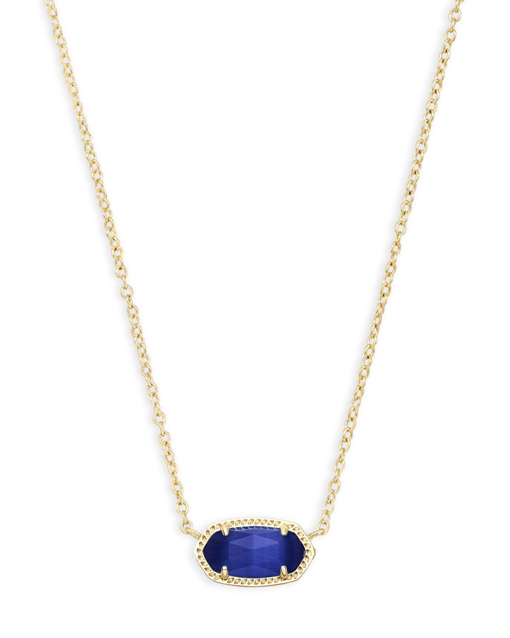 Elisa Short Pendant Necklace Gold Cobalt Cats Eye