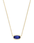 Elisa Short Pendant Necklace Gold Cobalt Cats Eye