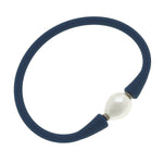 Gigi Baroque Pearl Silicone Bracelet-Navy