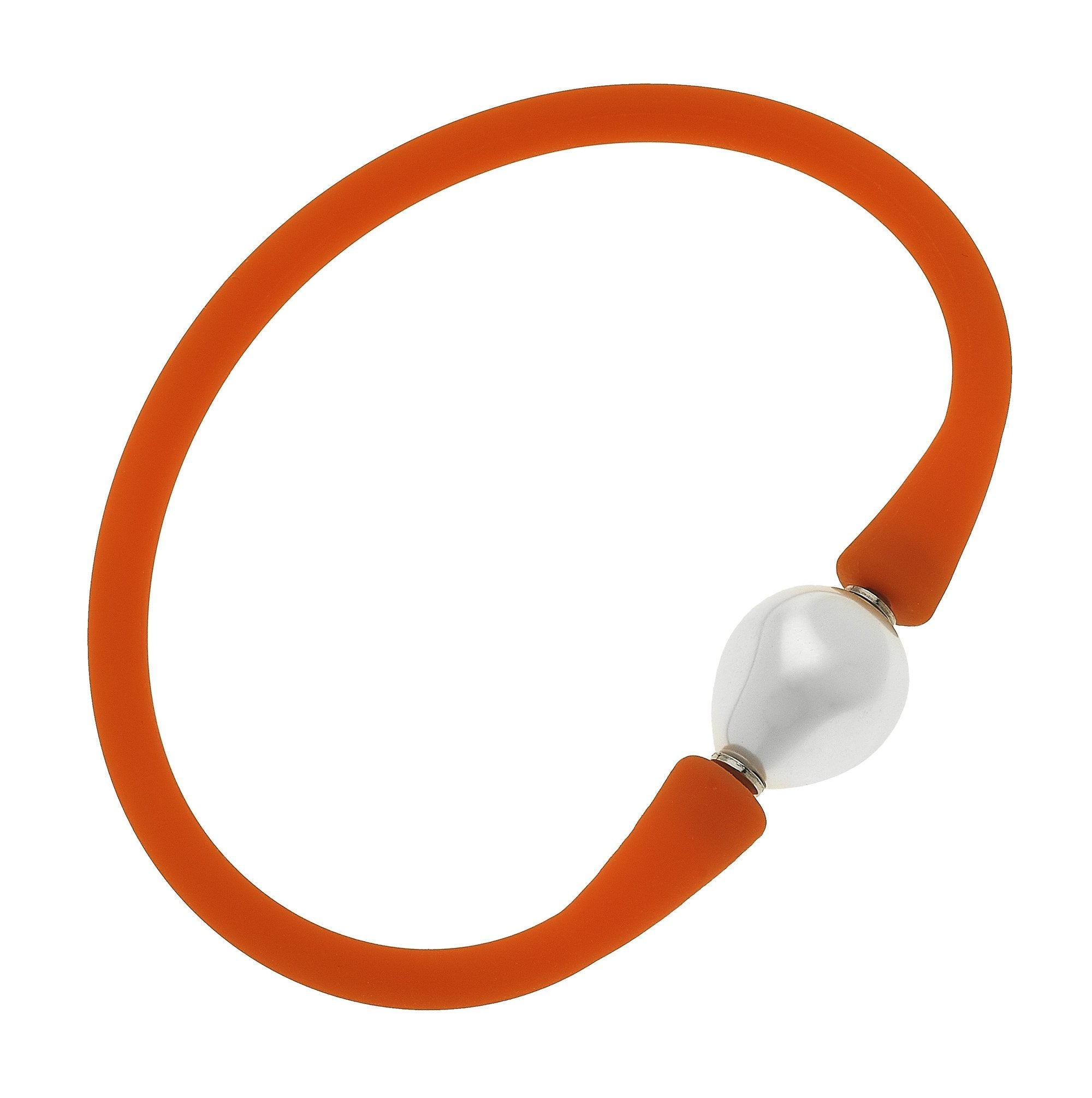 Gigi Baroque Pearl Silicone Bracelet-Orange