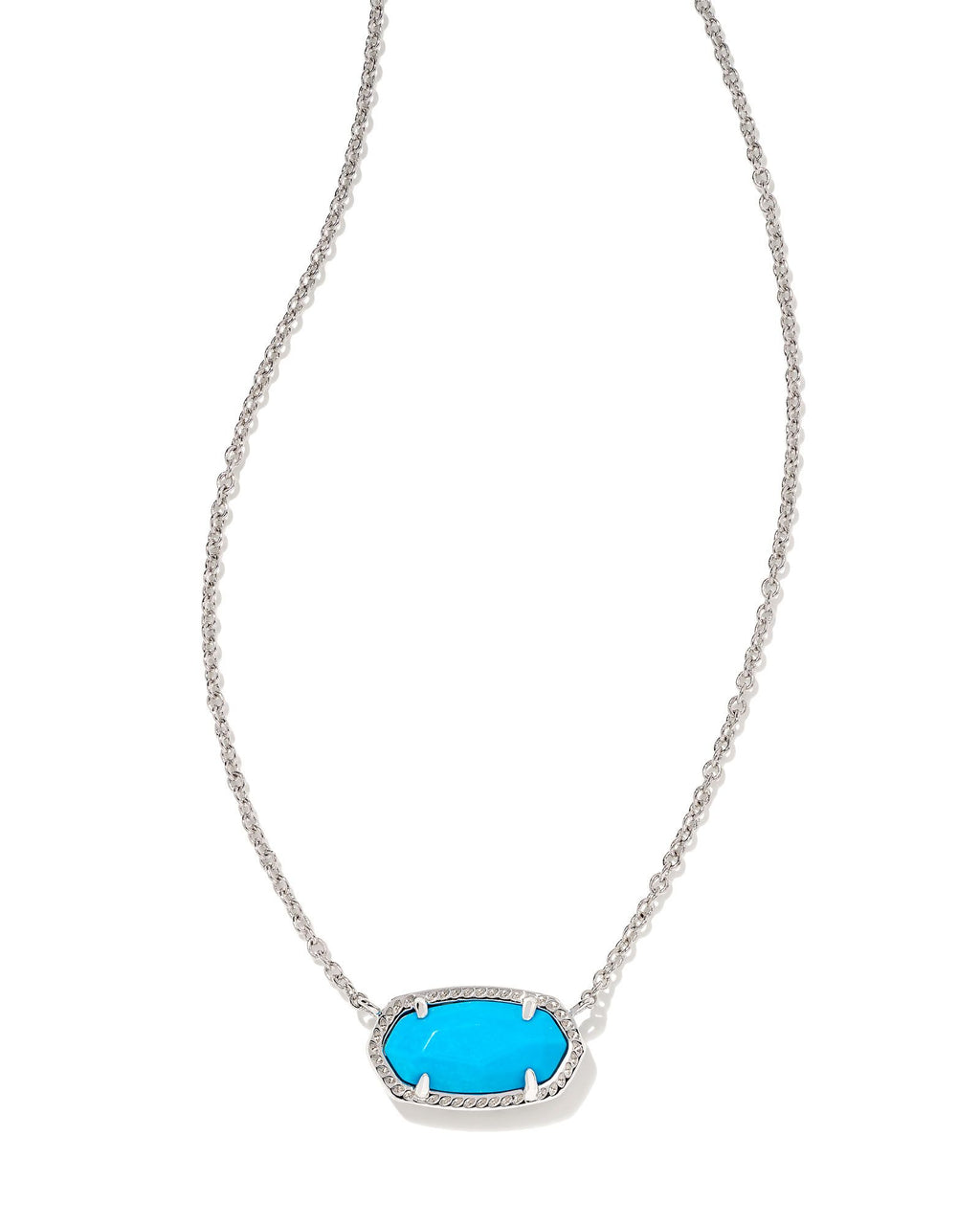 Elisa Short Pendant Necklace Silver Bright Blue Magnesite