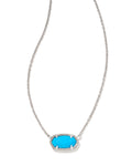 Elisa Short Pendant Necklace Silver Bright Blue Magnesite
