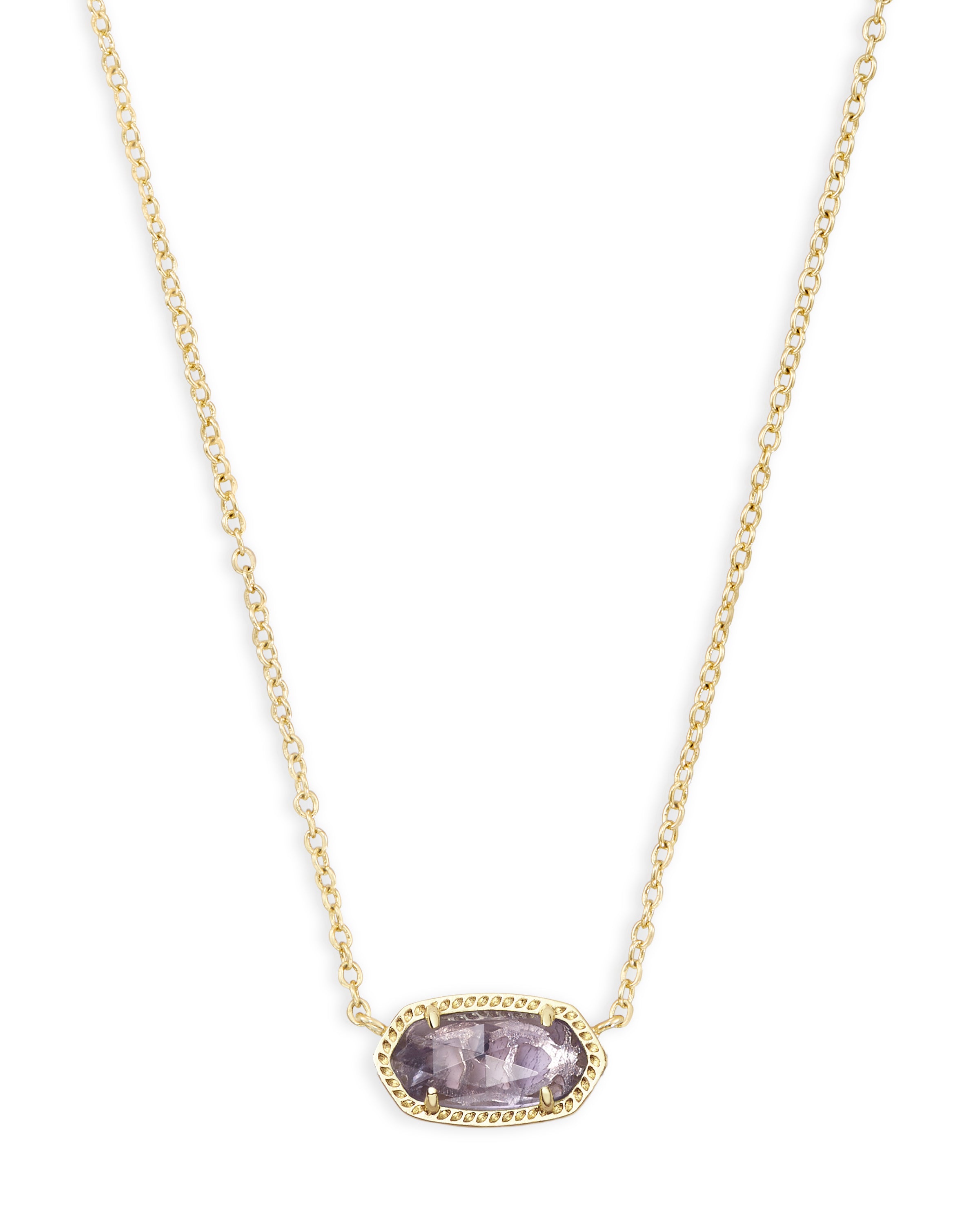 Elisa Short Pendant Necklace Gold Purple Amethyst