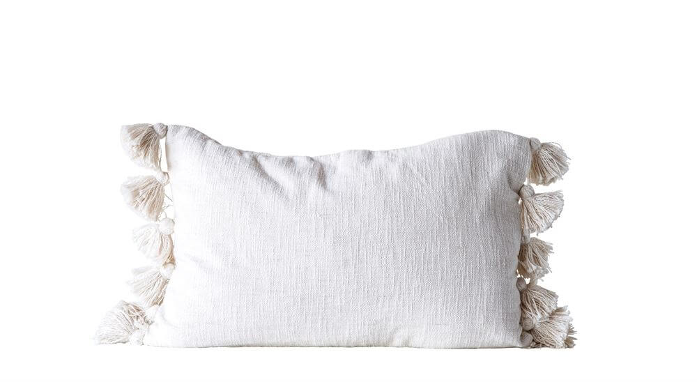 Cotton Woven Pillow with Tassels