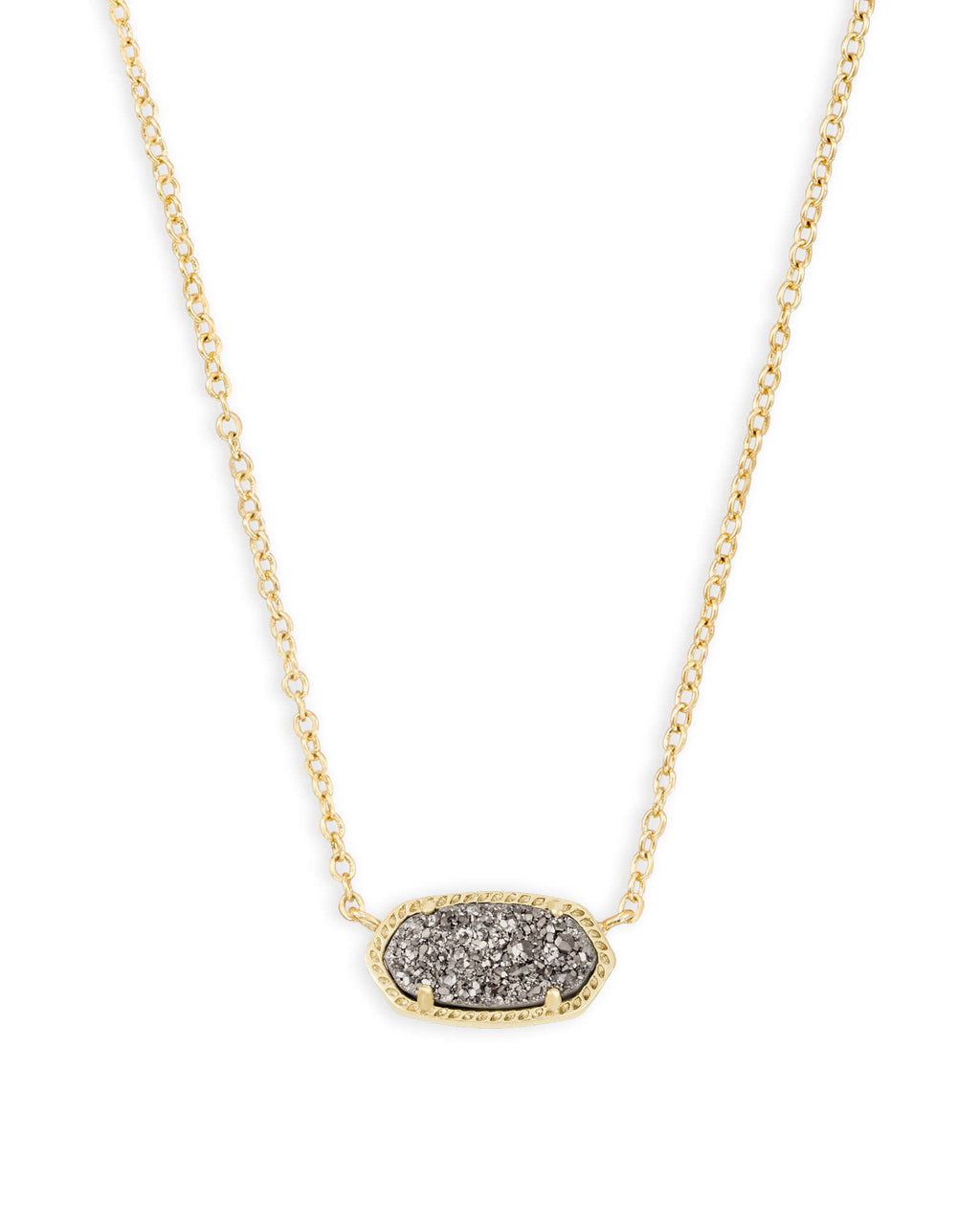 Elisa Short Pendant Necklace Gold Platinum Drusy