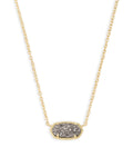 Elisa Short Pendant Necklace Gold Platinum Drusy
