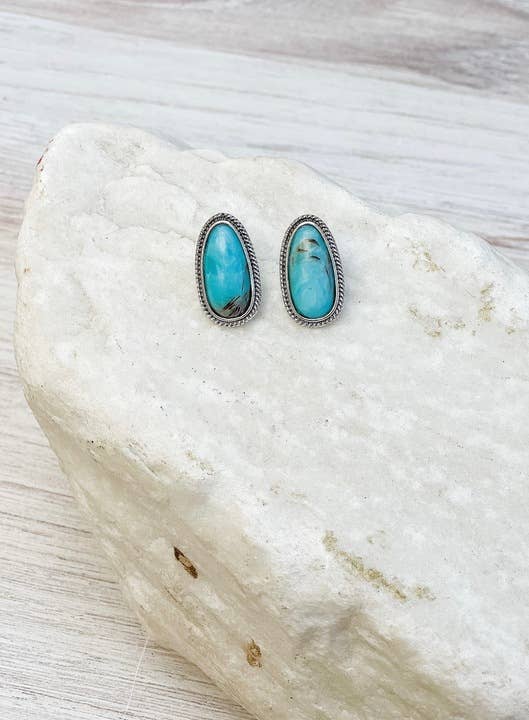 turquoise earrings, stone earrings, turquoise jewelry, western jewelry, silver turquoise jewelry, shoppe hwd, heather waters design shoppe