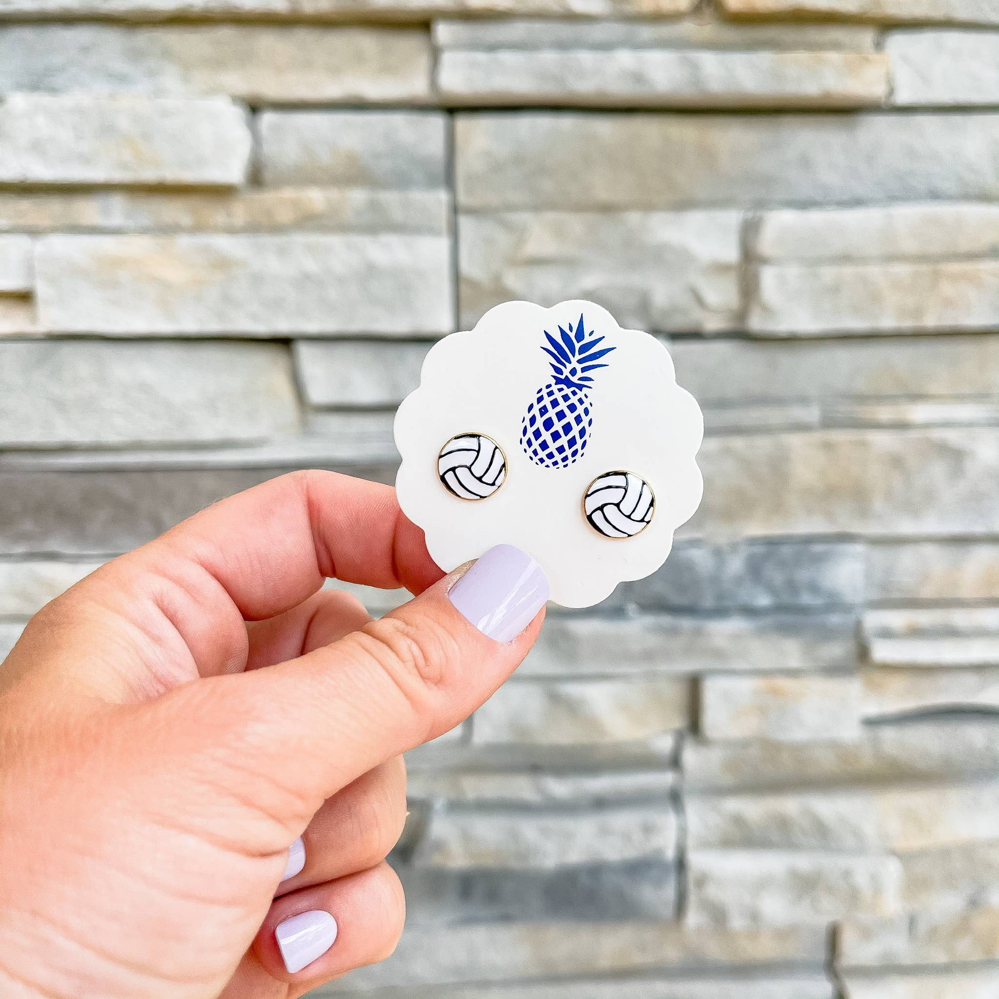 Volleyball Signature Enamel Stud Earrings