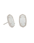 Ellie Stud Earrings Rhodium Iridescent Drusy