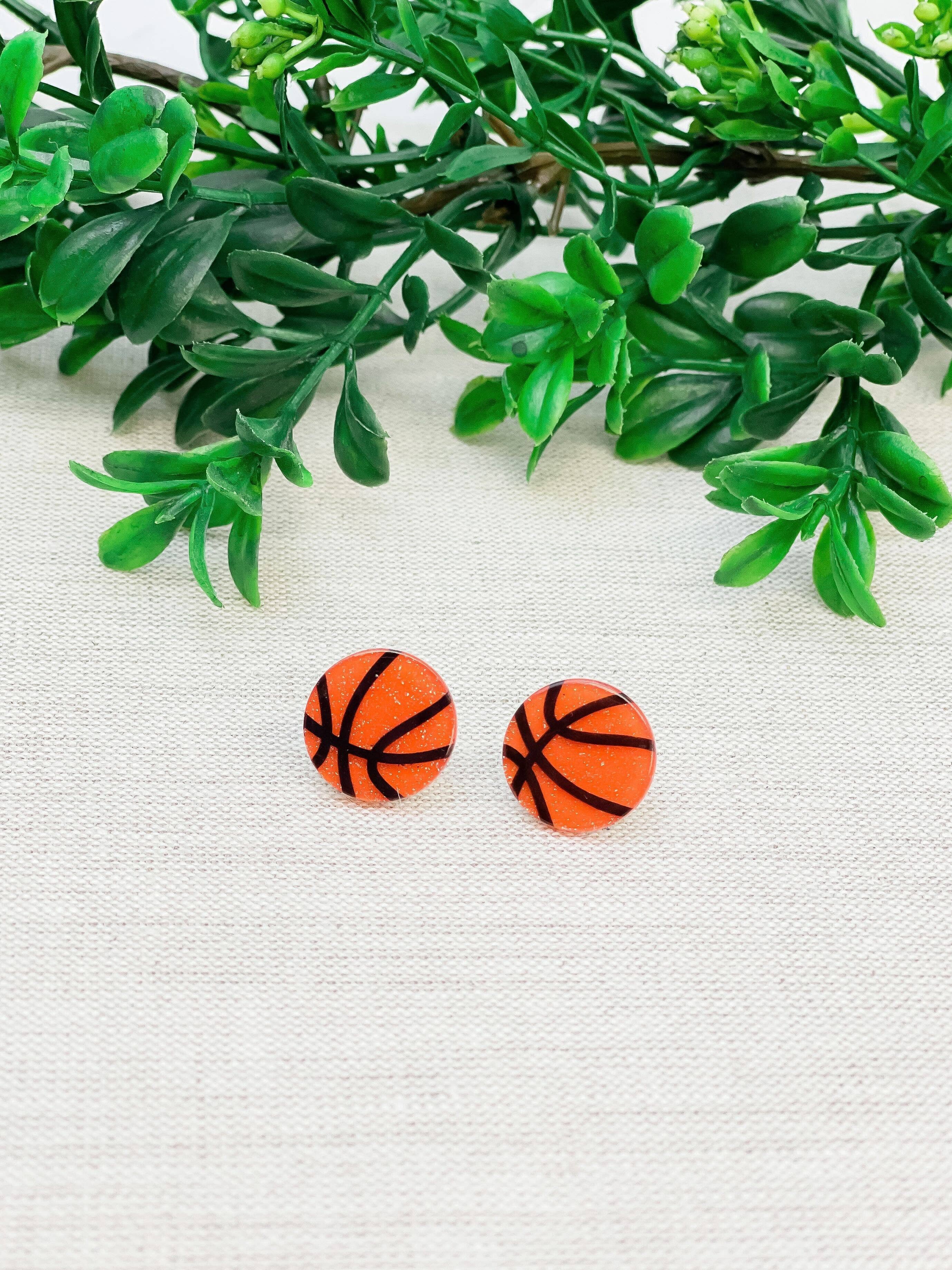 Glitter Acrylic Sports Stud Earrings