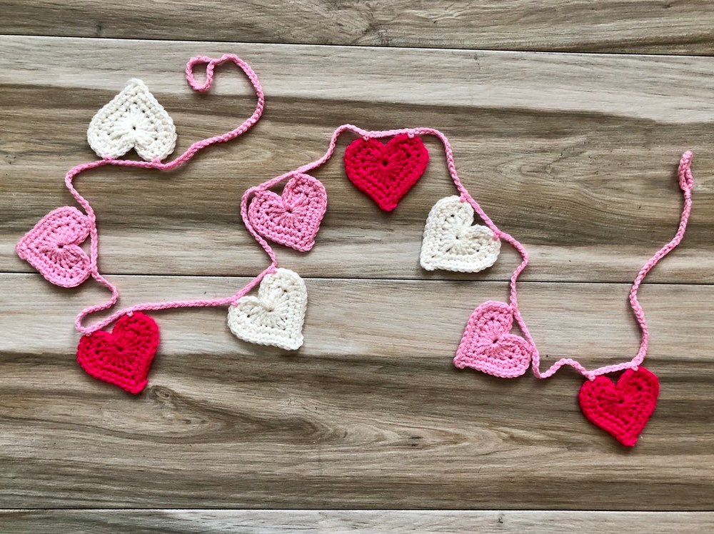 Crochet Heart Valentine's Day Garland