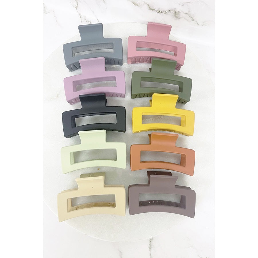 Matte Color Cut Out Rectangle Shape Hair Claw