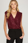 Sequin Surplice Bodysuit