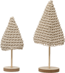 Cotton Crochet Trees with Wood Bases (Set of 2)