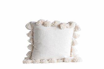 Cream Tasseled Cotton Pillow