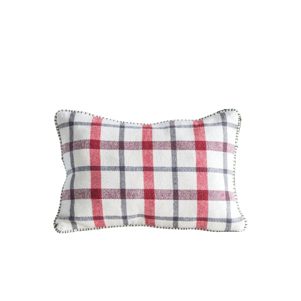 Cotton Woven Plaid Holiday Pillow